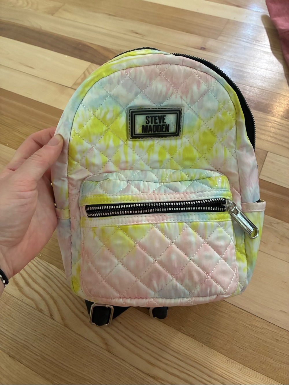 Steve Madden Mini Backpack Tie-Dye Quilted Mini Backpack - Pink & Yellow